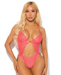 Eden Scalloped Lace High Cut Teddy - Coral LG by House of Desire
