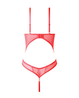 Eden Scalloped Lace High Cut Teddy - Coral MD by House of Desire