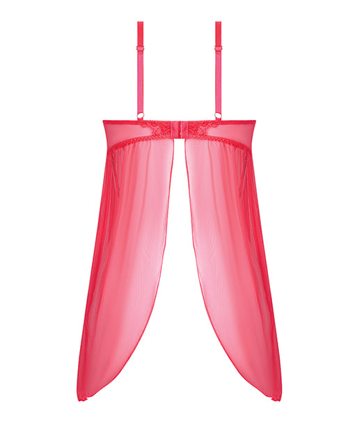 Eden Mesh Chemise Mini Dress w/Keyhole Cutout Details - Coral 3X/4X by House of Desire