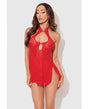Dragon Mesh & Applique Chemise w/G-String 2 pc Set - Red LG by House of Desire