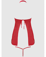 Dragon Mesh & Applique Chemise w/G-String 2 pc Set - Red SM by House of Desire
