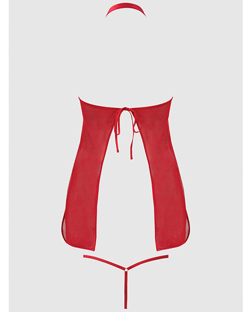 Dragon Mesh & Applique Chemise w/G-String 2 pc Set - Red XL by House of Desire
