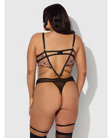 Nova Lace Teddy w/Garters - Black 1X/2X by House of Desire