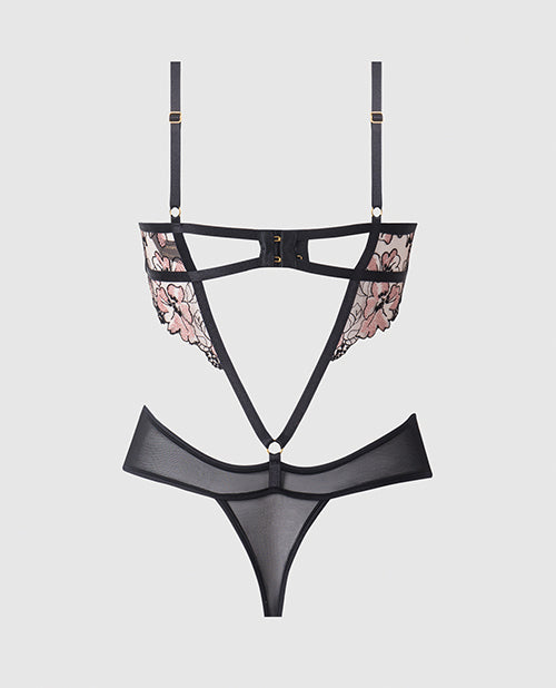 Nova Lace Teddy w/Garters - Black 1X/2X by House of Desire