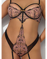 Nova Lace Teddy w/Garters - Black 3X/4X by House of Desire