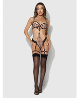 Nova Lace Teddy w/Garters - Black LG by House of Desire