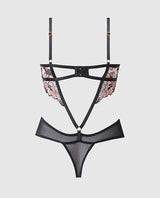 Nova Lace Teddy w/Garters - Black XL by House of Desire