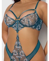Nova Lace Teddy w/Garters - Jade Blue 3X/4X by House of Desire