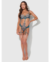 Nova Lace Teddy w/Garters - Jade Blue MD by House of Desire