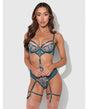 Nova Lace Teddy w/Garters - Jade Blue XL by House of Desire
