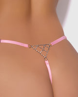 Krystal Rhinestone Net Back G-String - Pink L/XL by House of Desire