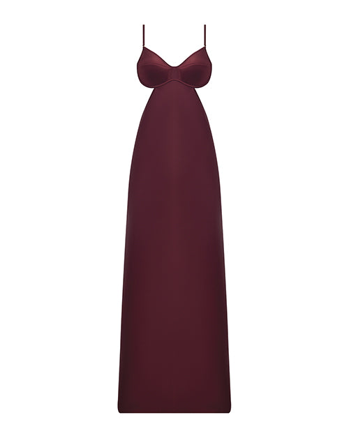 Brigeta Satin Cut Out Long Dress - Burgundy 1X/2X by House of Desire