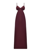 Brigeta Satin Cut Out Long Dress - Burgundy 1X/2X by House of Desire