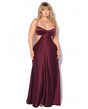 Brigeta Satin Cut Out Long Dress - Burgundy 3X/4X by House of Desire