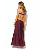 Brigeta Satin Cut Out Long Dress - Burgundy XL by House of Desire