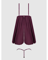 Yasmine Shimmer Mesh O-Ring Slit Cup Babydoll & G-String Set - Burgundy 3X/4X by House of Desire