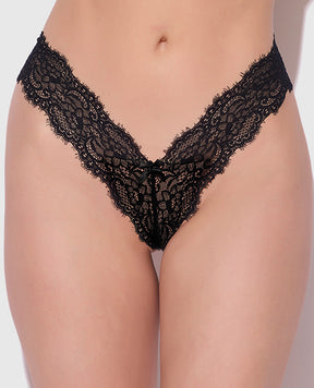 Lana Sheer Lace V-Thong - Black MD by House of Desire
