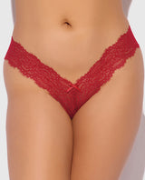 Lana Sheer Lace V-Thong - Red 1X/2X by House of Desire