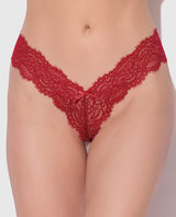 Lana Sheer Lace V-Thong - Red LG by House of Desire