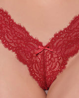 Lana Sheer Lace V-Thong - Red LG by House of Desire