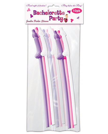 Bachelorette Party Pecker Sipping Straws - Assorted Colors Pack of 10 by Bachelorette Party