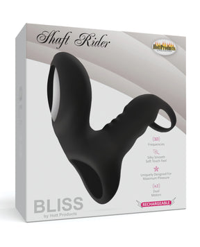 Bliss Shaft Rider Vibrating Cock Ring Sleeve - Black by Bliss