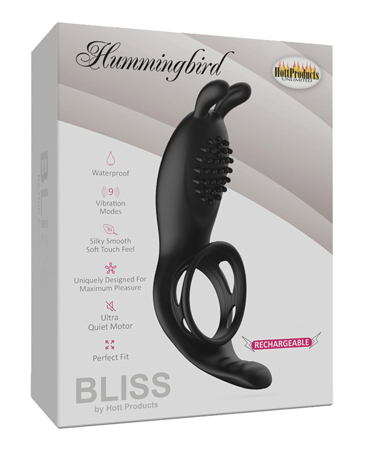 Bliss Hummingbird Vibrating Cock Ring - Black by Bliss
