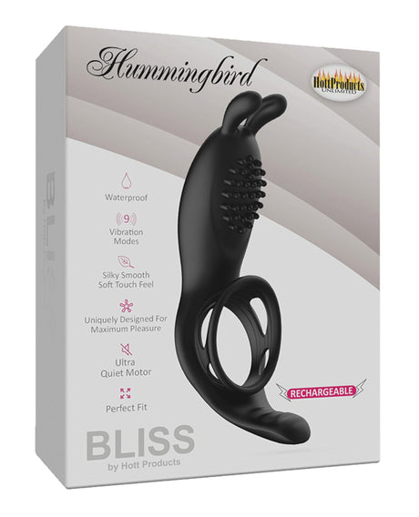 Bliss Hummingbird Vibrating Cock Ring - Black by Bliss