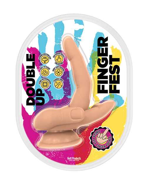 Finger Fest Double Up Dildo - Flesh by Finger Fest