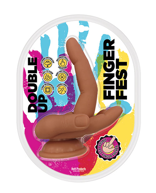 Finger Fest Double Up Dildo - Tan by Finger Fest