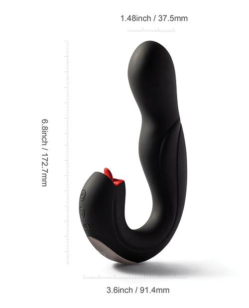 Joi Pro Rotating Head G-Spot Vibrator & Clit Licker w/Remote - Black by Honey Play Box