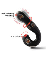 Joi Pro Rotating Head G-Spot Vibrator & Clit Licker w/Remote - Black by Honey Play Box