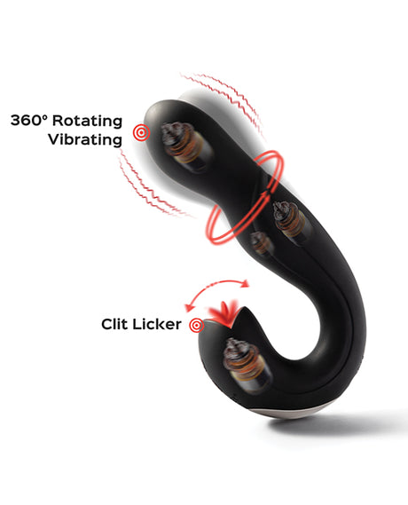 Joi Pro Rotating Head G-Spot Vibrator & Clit Licker w/Remote - Black by Honey Play Box