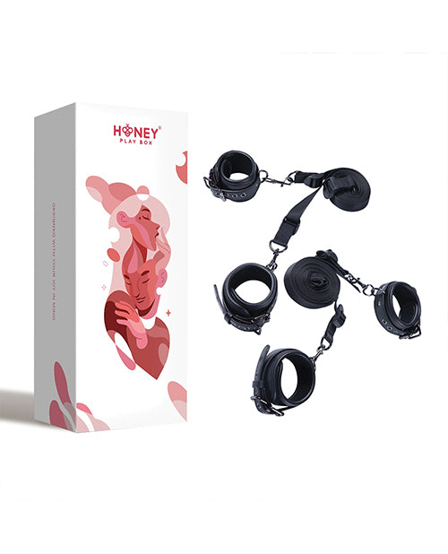Honey Play Box Luxury Bondage Bed Restraint Kit — Black