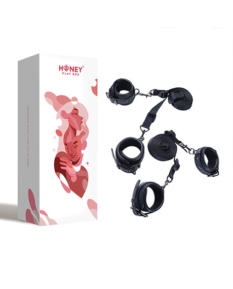 Honey Play Box Luxury Bondage Bed Restraint Kit — Black
