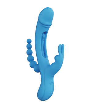 Trilux Kinky Finger Rabbit Vibrator w/Anal Beads - Blue by Honey Play Box