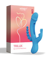 Trilux Kinky Finger Rabbit Vibrator w/Anal Beads - Blue by Honey Play Box