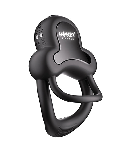 Anello Vibrating Double Cock Ring w/Clitoral Stimulator - Black by Honey Play Box