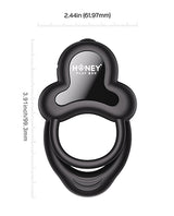 Anello Vibrating Double Cock Ring w/Clitoral Stimulator - Black by Honey Play Box