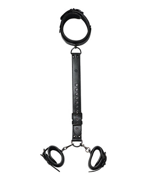 Kinky Play Box Locking Harness Collar to Wrist Restraints - Black by Honey Play Box