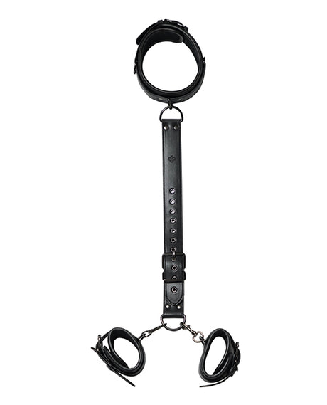 Kinky Play Box Locking Harness Collar to Wrist Restraints - Black by Honey Play Box