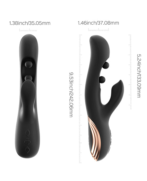 GEM Twin Balls Rabbit Vibrator - Black by Honey Play Box