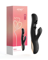 GEM Twin Balls Rabbit Vibrator - Black by Honey Play Box
