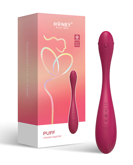 Honey Play Box Puff Inflatable App-Controlled Kegel Ball — Dark Red