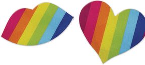 Hott Products Nipplicious Rainbow Nipple Pasties — Hearts & Lips (2 Pairs) - HTP3338