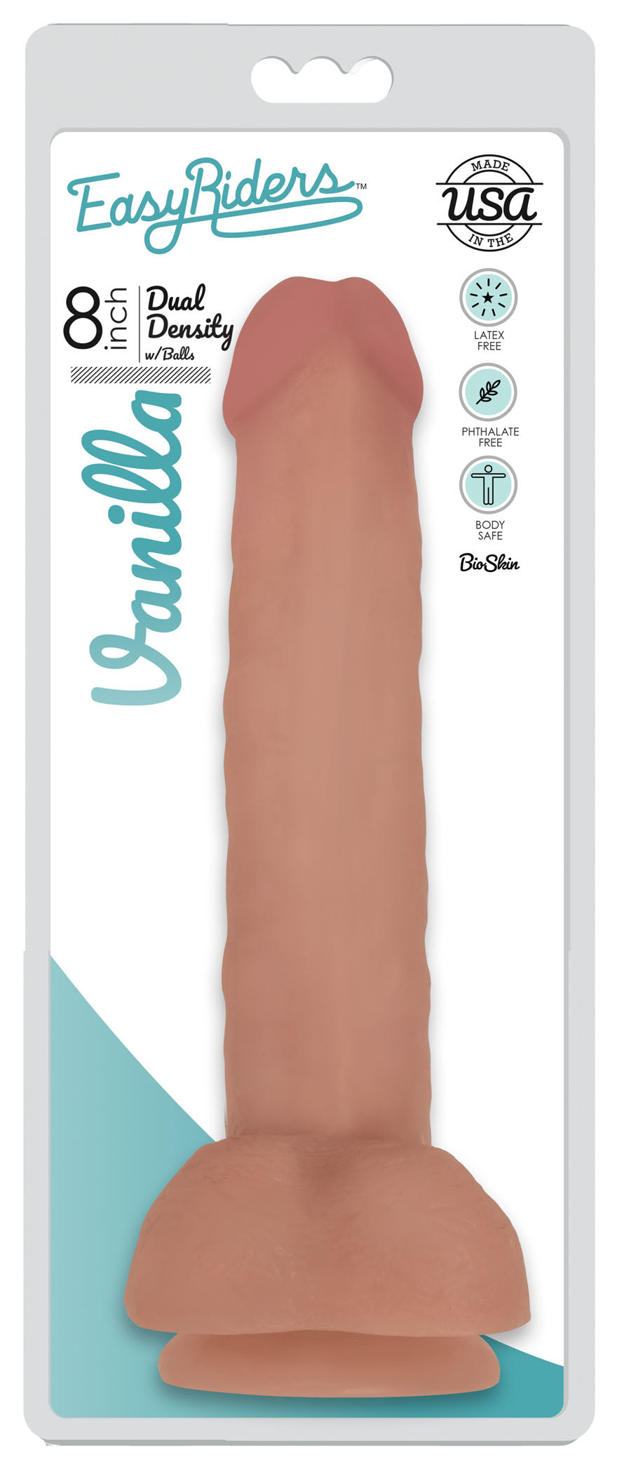 Easy Riders 8 Inch Slim Dong With Balls - Vanilla by Curve Toys