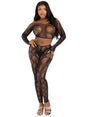 Leg Avenue 2-Piece Python Net Crop Top & Footless Tights, One Size - Black - LA-89373BKOS