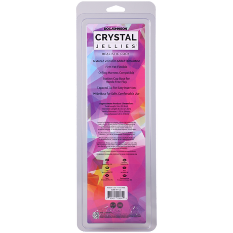 Doc Johnson Crystal Jellies Realistic Dildo — 9 in, Pink - DJ0288-47-CD