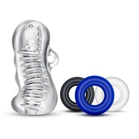 Blush Quickie Jerk Off Kit — Clear Stroker & Donut Rings - BL-50139
