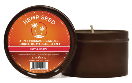 Earthly Body 3-in-1 Hemp Seed Massage Candle — 6 oz - EB-HSCS021C
